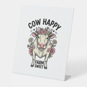 Signe De Table Amoureux de vaches mignonnes Art animalier de ferm