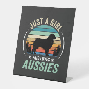 Signe De Table Amoureux du chien berger australien Rétro Coucher