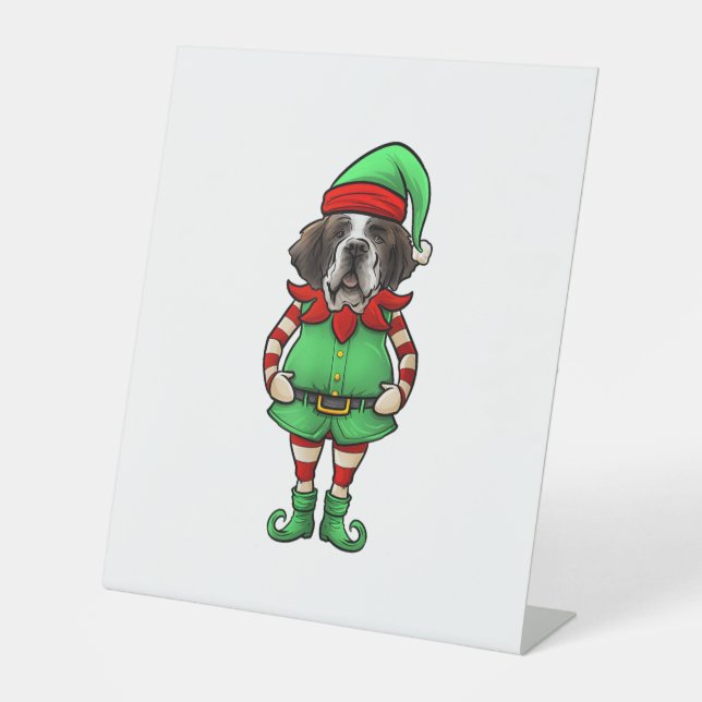 Signe De Table Amusant Noël Elf St Bernard Chien Saint Bernard (Recto)