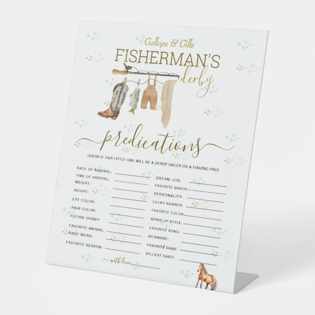 Signe De Table Amusant Petit Pêcheur Derby Prédiction Baby shower (Recto)