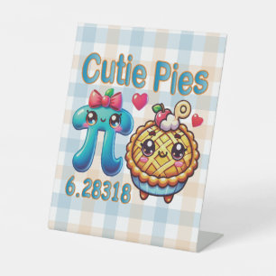Signe De Table Amusants “Cutie Pies” Symbole Pi mignon et jeu de