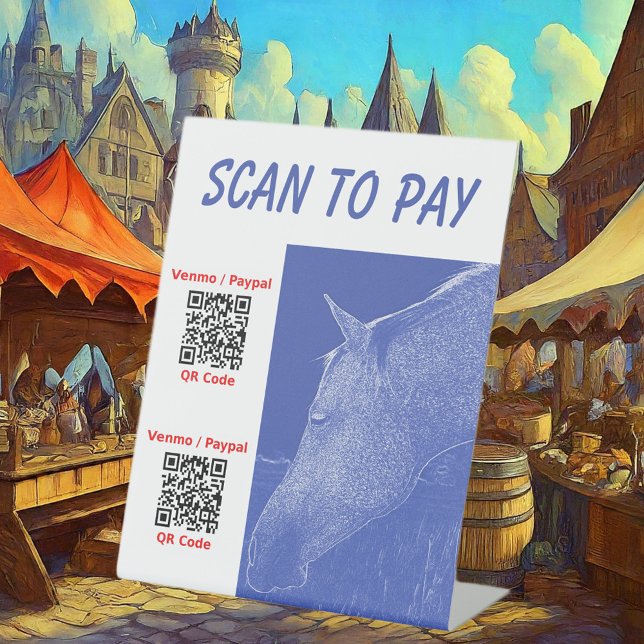 Signe De Table Analyse d'entreprise pour payer ici 2 codes QR Sig (Front with Background)