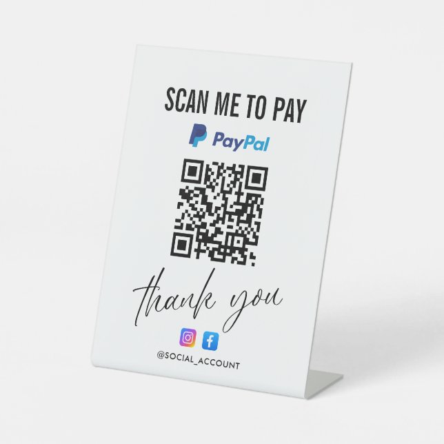 SIGNE DE TABLE ANALYSE DU CODE QR PAYPAL POUR PAYER DU MERCI (Recto)