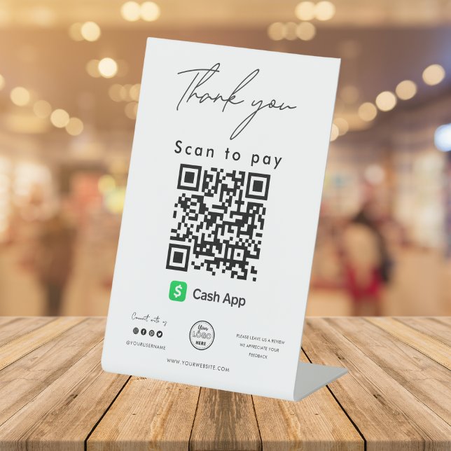 Signe De Table Analyse du logo de code QR de l'application Cash p (Créateur téléchargé)
