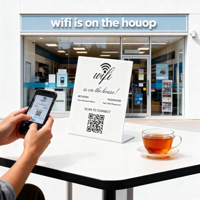 Signe De Table Analyse Internet Wi-Fi de code QR personnalisée po (Créateur téléchargé)