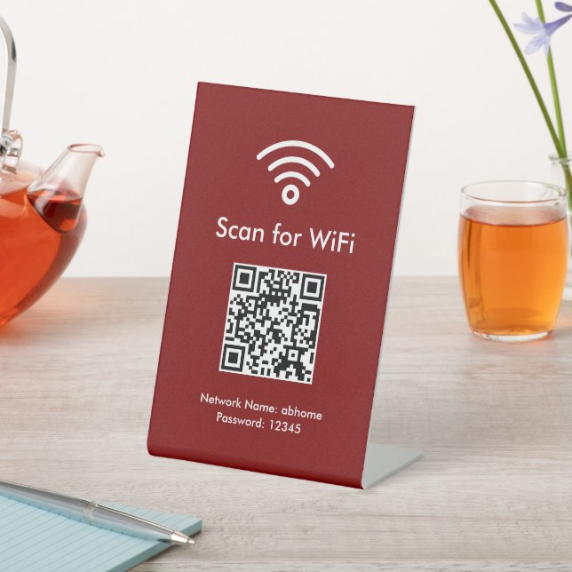 Signe De Table Analyse rouge pour WiFi personnalisé code QR profe (In SItu)