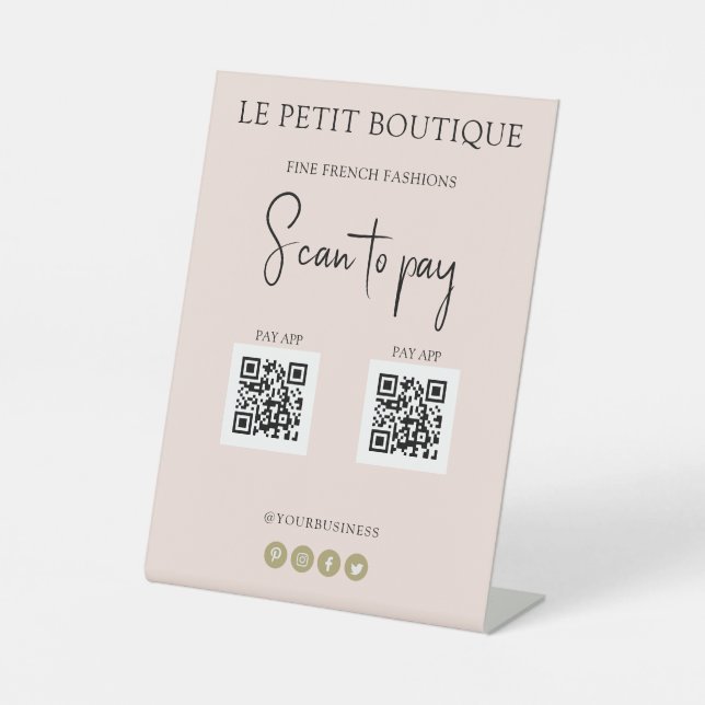 Signe De Table Analyser brillamment pour payer 2 codes QR (Recto)