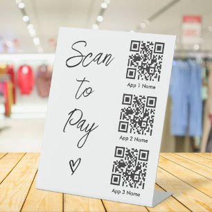 Signe De Table Analyser le code QR pour payer pour le paiement nu
