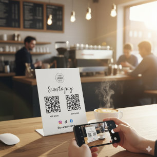 Signe De Table Analyser Le Logo D'Entreprise Pour Payer Le Code Q