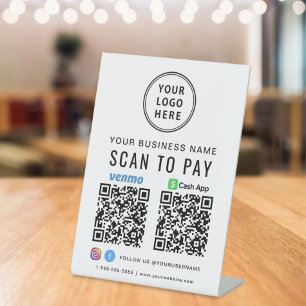 Signe De Table Analyser le logo pour Pay CashApp Venmo QR Code