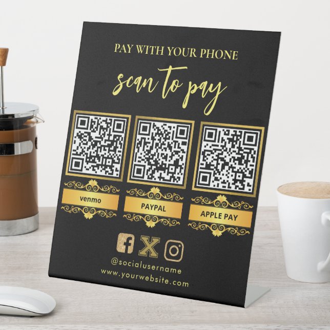 Signe De Table Analyser le logo pour Pay CashApp Venmo QR Code Pe (In SItu)