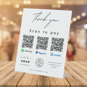 Signe De Table Analyser le Merci pour payer Logo Code QR Payer ic