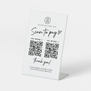 Signe De Table Analyser pour payer le code Qr
