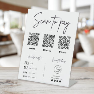 Signe De Table Analyser pour payer le code QR