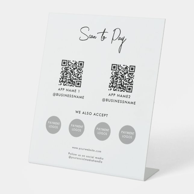 Signe De Table Analyser pour payer le code QR de paiement sans co (Recto)