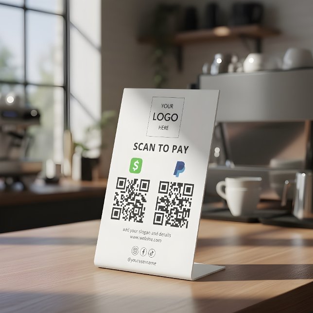 Signe De Table Analyser pour payer le code QR médias sociaux (Créateur téléchargé)