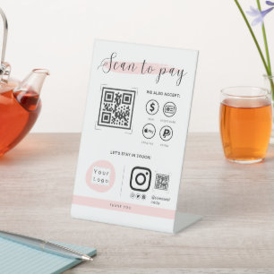 Signe De Table Analyser pour payer le code QR scannable de paieme