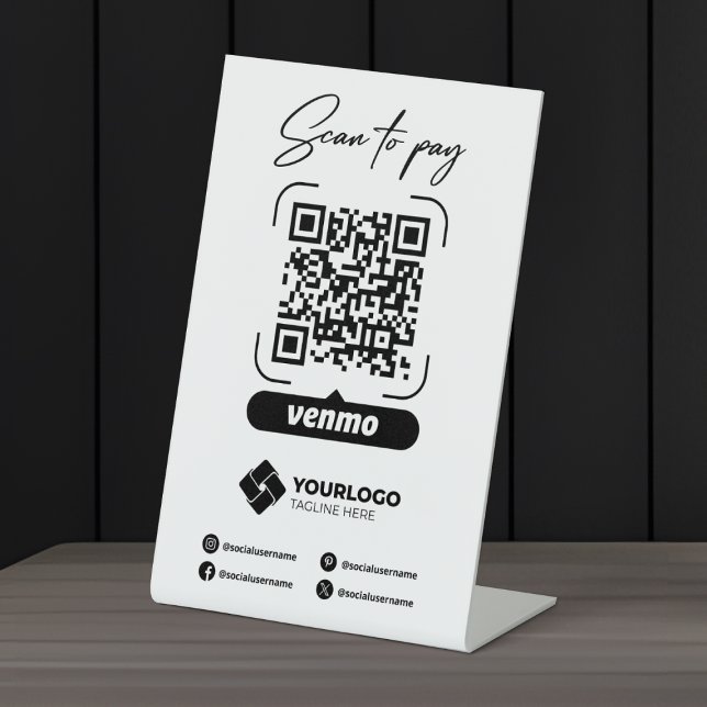 Signe De Table Analyser pour payer le code QR Venmo Paiement (Créateur téléchargé)
