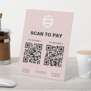 Signe De Table Analyser Pour Payer Le Logo Du Code QR Pink Busine