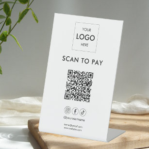 Signe De Table Analyser Pour Payer Logo D'Entreprise Code Qr Sign