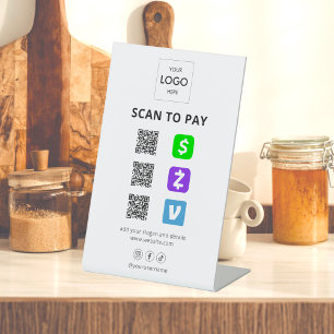 Signe De Table Analyser Pour Payer Logo D'Entreprise Code Qr Sign