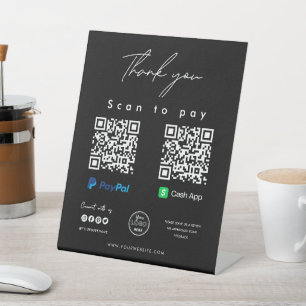 Signe De Table Analyser pour payer Logo Paypal Cash App QR Code M
