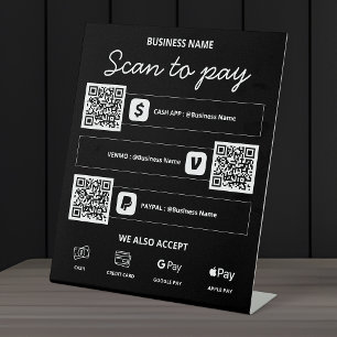 Signe De Table Analyser pour payer QR Code Cash App, Venmo, PayPa