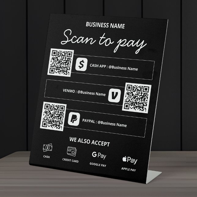 Signe De Table Analyser pour payer QR Code Cash App, Venmo, PayPa (Créateur téléchargé)