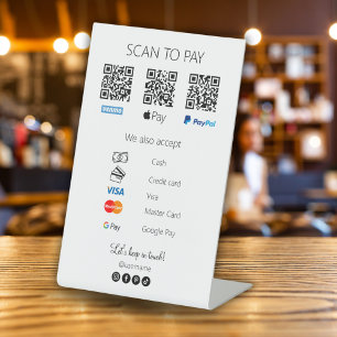Signe De Table Analyser pour payer Qr Code Venmo Business Simple