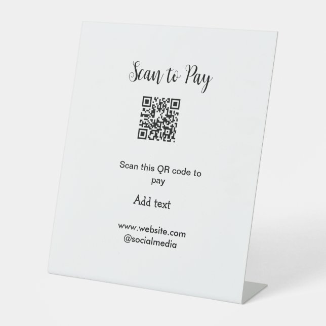 Signe De Table Analyser pour payer scanner code QR ajouter des dé (Recto)