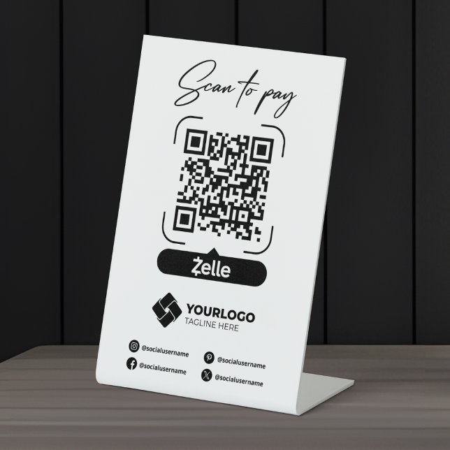 Signe De Table Analyser pour payer Signal QR Code Zelle Paiement (Créateur téléchargé)