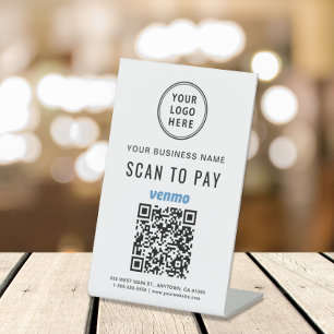 Signe De Table Analyser pour payer Venmo QR Code Logo