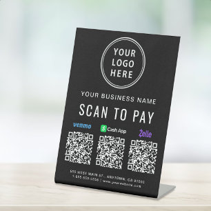 Signe De Table Analyser pour payer Venmo Zelle CashApp Code QR Lo