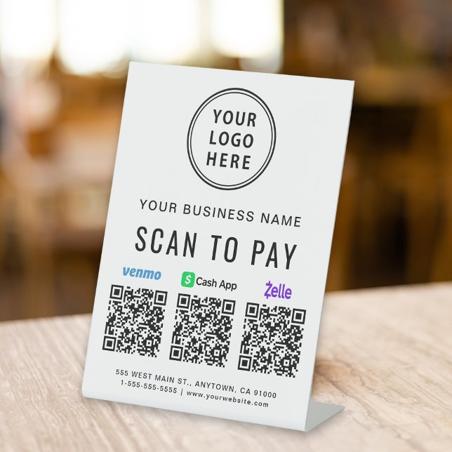 Signe De Table Analyser pour payer Venmo Zelle CashApp Code QR Lo (Créateur téléchargé)