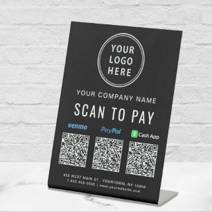 Signe De Table Analyser pour Paypal Venmo CashApp Code QR Logo