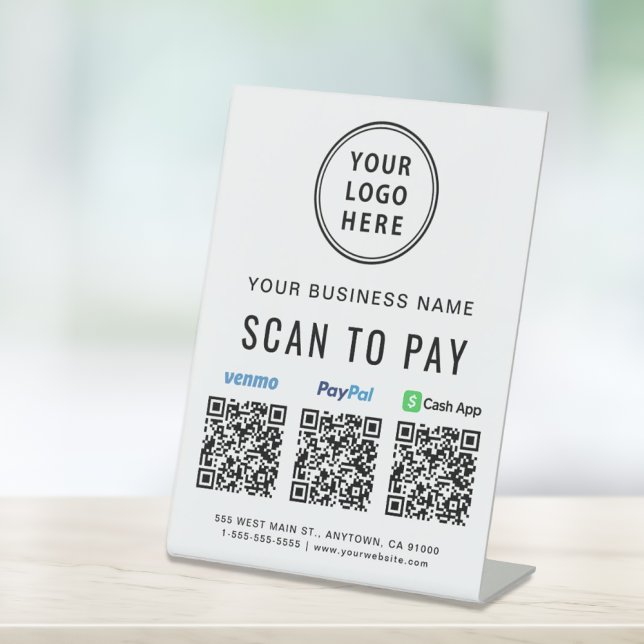 Signe De Table Analyser pour Paypal Venmo CashApp Code QR Logo (A QR code sign to effortlessly connect your customers to your payment platforms)