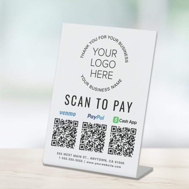 Signe De Table Analyser pour Paypal Venmo CashApp Code QR Logo (A QR code sign to effortlessly connect your customers to your payment platforms)