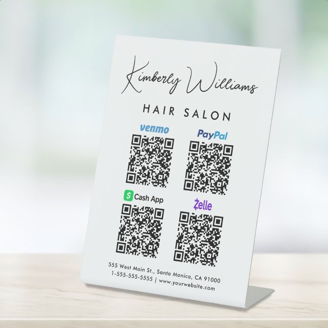 Signe De Table Analyser pour Paypal Venmo CashApp Zelle QR Code (A QR code sign to effortlessly connect your customers to your payment platforms)