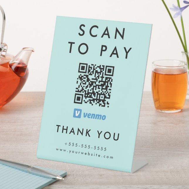 Signe De Table Analyser professionnel pour payer Venmo QR Code bl (In SItu)