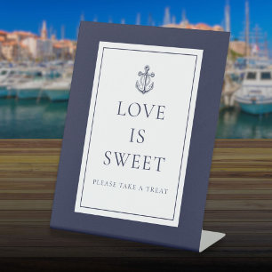Signe De Table Ancre Naútíque Bleu Marine L'Amour Est Doux
