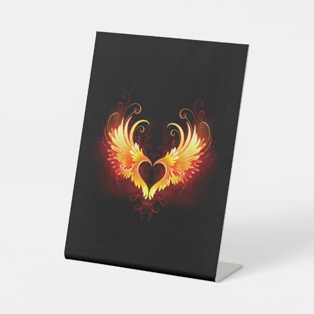 Signe De Table Angel Fire Heart with Wings (Recto)