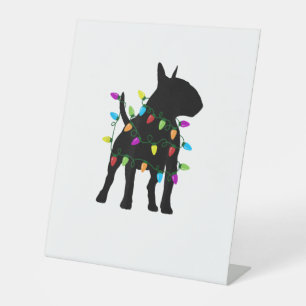 Signe De Table Anglais Bull Terrier Dog lumières de Noël