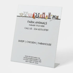 Signe De Table Animaux de la ferme Mouton Poule Vache bureau