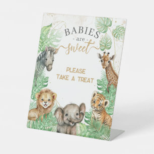 Signe De Table Animaux de Safari Baby shower de verdure tropicale
