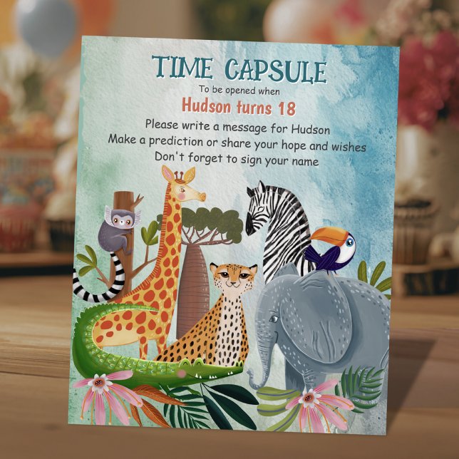 Signe De Table Animaux de safari capsule temporelle d'anniversair (Créateur téléchargé)
