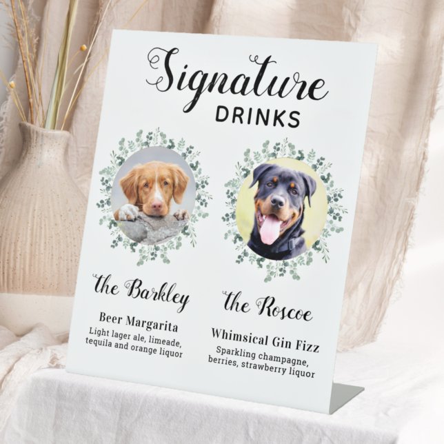 Signe De Table Animaux Mariages Chien Signature Boissons Personna (Créateur téléchargé)