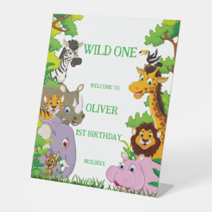 Signe De Table Animaux Wild One Jungle safari de verdure pour les
