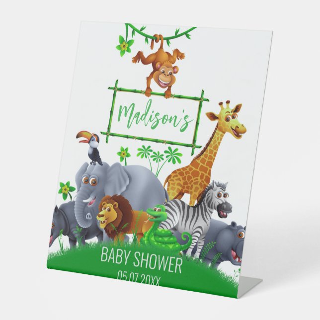Signe De Table Animaux Wild One Jungle verdure safari hiver (Recto)