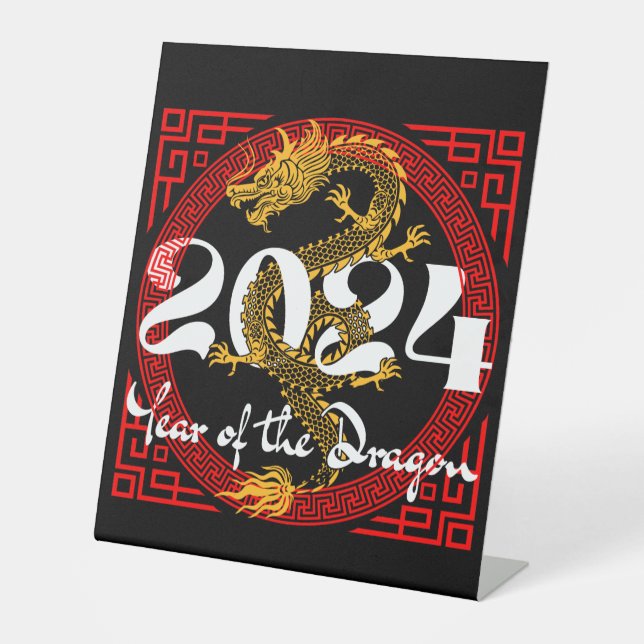 Signe De Table Année du Dragon 2024 Zodiac chinois (Recto)