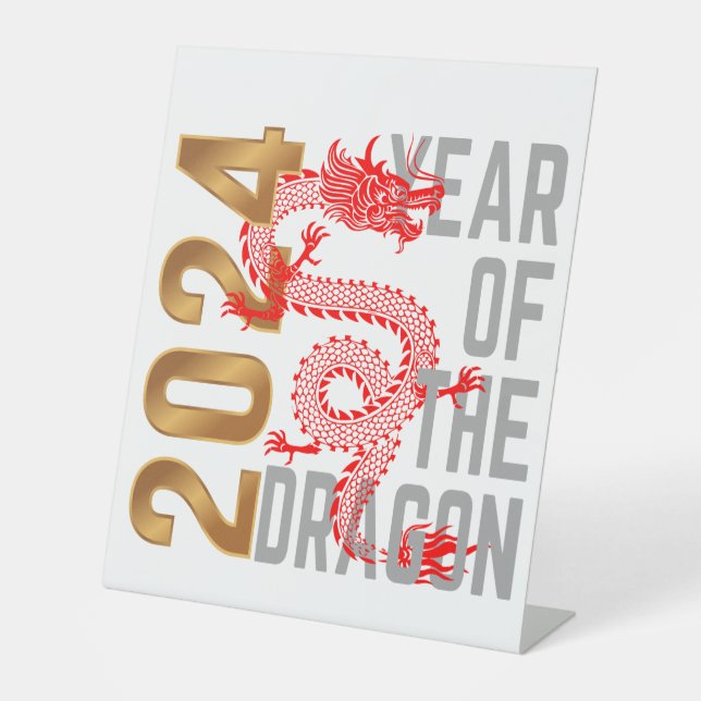 Signe De Table Année du Dragon 2024 zodiaque chinois (Recto)